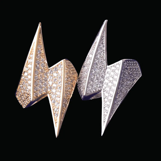 Lightning Sign Iced Out Ring